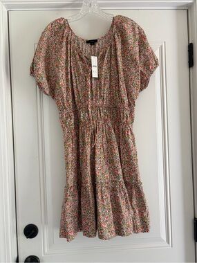J. Crew cinched waist floral print tiered dress